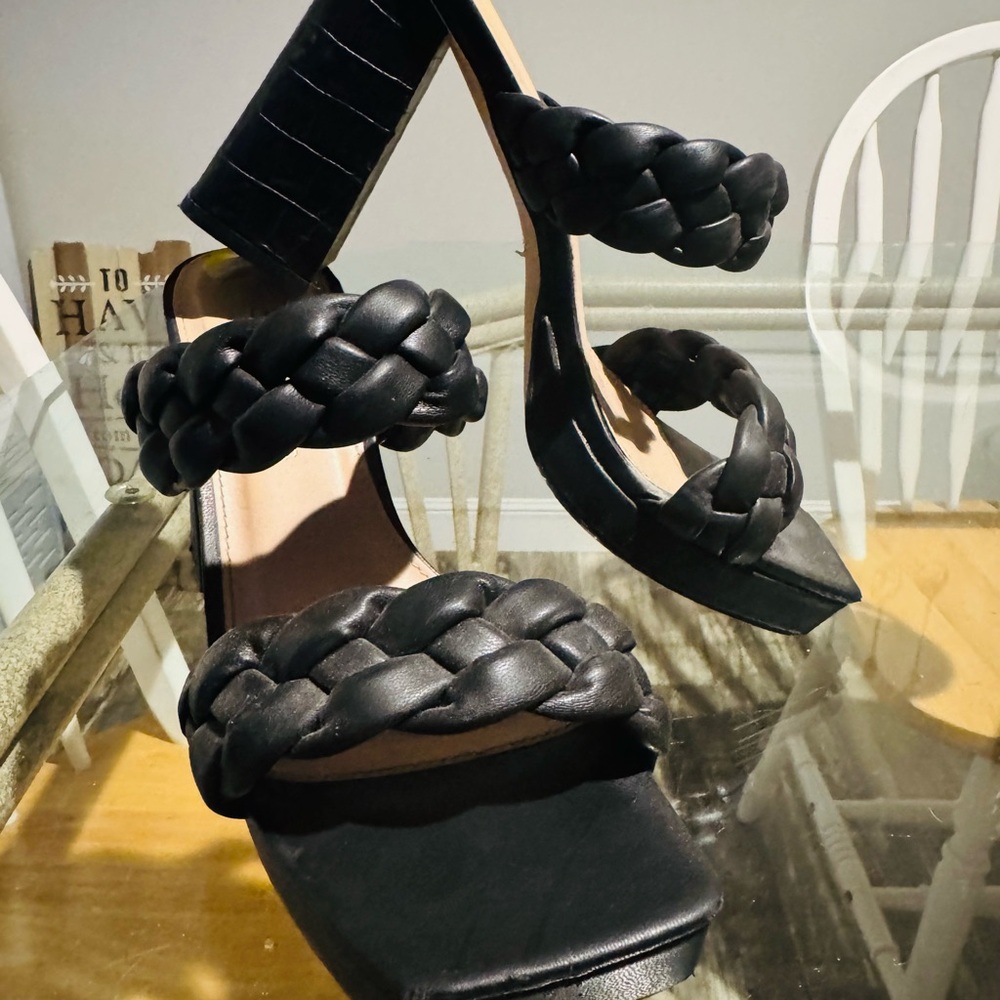 Elegant Black Braided Women's Sandals